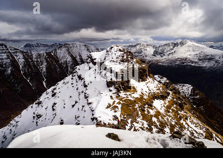 Les cornes de Alligin en hiver Banque D'Images