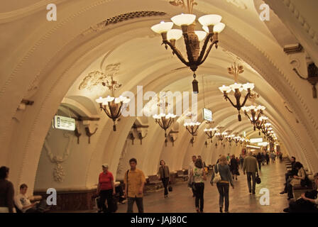 Métro La station de métro de Moscou, Arbatskaya, Moscou, Russie, Europe Banque D'Images