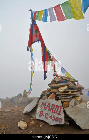 Mardi Himal Camp de base de l'Annapurna au Népal, région. Banque D'Images