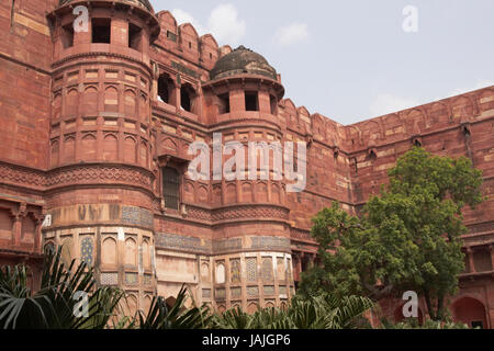 Entrée de l'historique Fort Rouge d'Agra, Uttar Pradesh, Inde. Banque D'Images