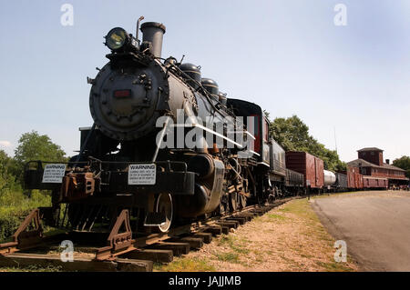 Le moteur à vapeur qui accueille les visiteurs à l'Essex Steam Train et Riverboat Museum. Banque D'Images