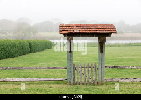 Gate pour un parc dans East Hampton, NY Banque D'Images