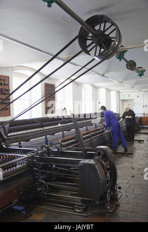 L'Écosse,New Lanark, usine de textile,'Spinning Mule',machine à filer, Banque D'Images