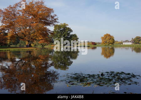 Herbstliche Spiegelung im Radisson Blu Fürst Leopold Park / réflexion automnale en Kuhfelde Banque D'Images