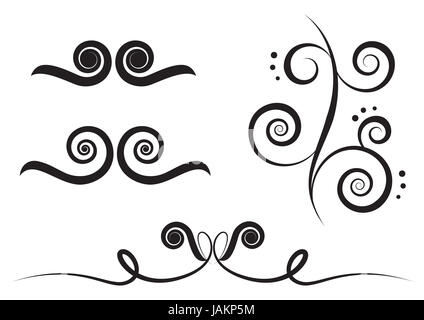 Éléments d'art de turbulences pour concevoir et décorer isolé sur fond blanc Banque D'Images