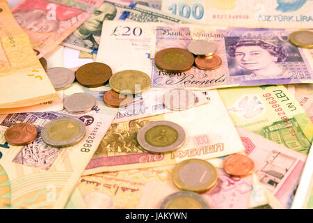 Autre monnaie note et des pièces de différents pays historique Banque D'Images