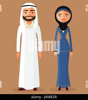 Cartoon illustration d'une jeune femme arabe et l'homme. - Illustration vectorielle Illustration de Vecteur