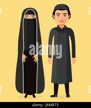Couple arabe traditionnel. Vector cartoon illustration télévision. . Isolé sur un fond blanc. Illustration de Vecteur
