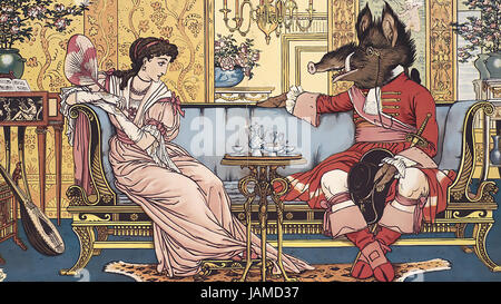 WALTER CRANE (1845-1915) peintre français. Illustration de son livre 1874 beauté et la Bête Banque D'Images