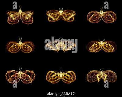 Série Papillons fractale. Arrangement des papillons fractale isolé sur le sujet de la science, la créativité et la conception Banque D'Images