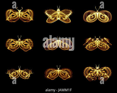 Série Papillons fractale. Arrangement des papillons fractale isolé sur le sujet de la science, la créativité et la conception Banque D'Images