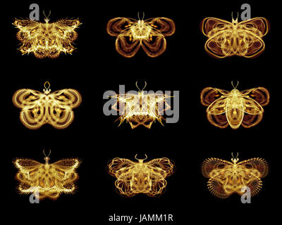 Série Papillons fractale. Composition des papillons fractale isolé sur le sujet de la science, la créativité et la conception Banque D'Images