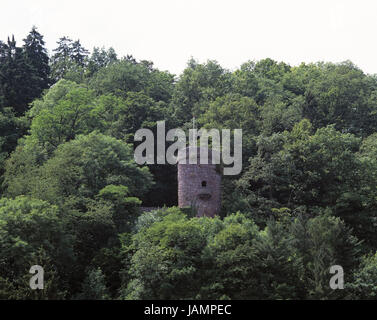 Allemagne Hesse,baignoire,Karl's Harbour,tour de Huguenot,arbres,Summers,Montagne,Nature,paysage,Tour,vert,Structure,pierre,pays montagneux de la Weser,historiquement,point d'intérêt, Banque D'Images