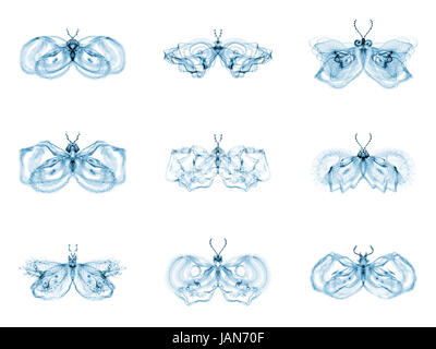 Série Papillons fractale. Interaction des papillons fractale isolé sur le sujet de la science, la créativité et la conception Banque D'Images