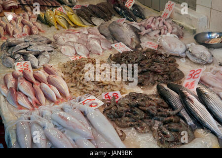 Poissonnerie, Chun Yeung Street Market, North Point, Hong Kong Island, Hong Kong, Chine Banque D'Images