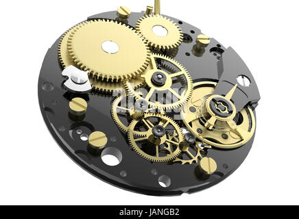 Mécanisme de surveillance et d'engrenages isolé sur fond blanc Banque D'Images