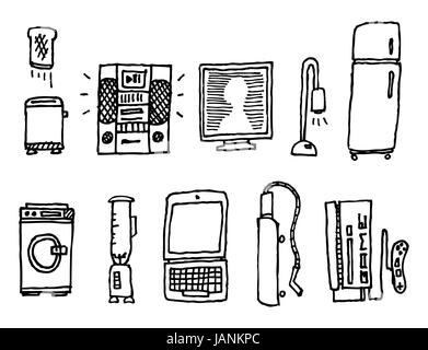 Vector hand-drawn home appliances Banque D'Images