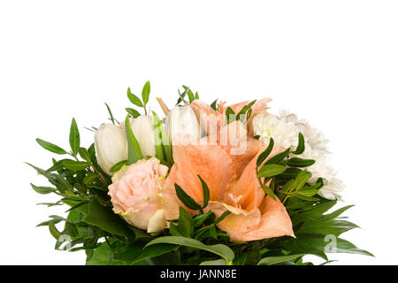 Ein Blumenstrauss mit Rosen, Amaryllis und Chrysanthemen Banque D'Images