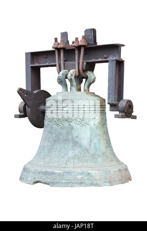 Vieux bronze bell isolated over white background Banque D'Images