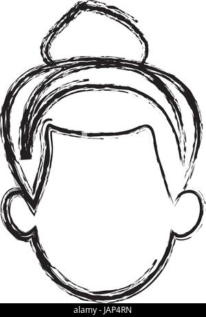 Dessin silhouette de femme sans visage moitié du corps, avec t-shirt et pin up hairstyle swirl vector illustration Illustration de Vecteur
