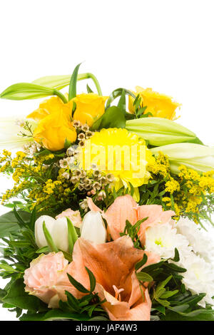 Ein Blumenstrauss mit Rosen, Lilien, Amaryllis und Chrysanthemen Banque D'Images