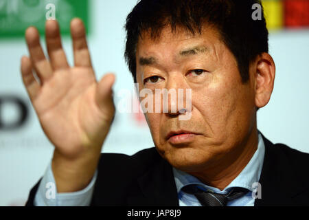 Berlin, Allemagne. 07Th Juin, 2017. Le président de la Fédération Internationale de Gymnastique Japanese Morinari Watanabe assiste à une conférence de presse à l'Allemagne La gymnastique Festival à Berlin, Allemagne, 07 juin 2017. Photo : Maurizio Gambarini/dpa/Alamy Live News Banque D'Images