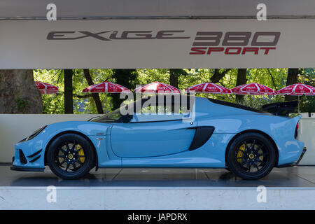 Turin, Italie, 7 juin 2017. Vue latérale du Lotus Exige 380 Sport. Parco Valentino Location de voitures show hosts par de nombreux fabricants d'automobiles et les concepteurs de voiture à l'intérieur du Parc Valentino à Turin, Italie. Banque D'Images