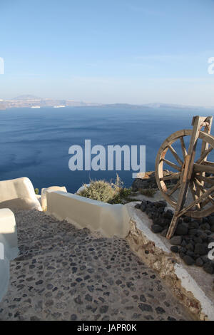 Roue qui tourne sur l'île de Santorin (Grèce) Banque D'Images