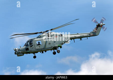 La Royal Navy Fleet Air Arm Westland Lynx HMA.8DS L'hélicoptère à Yeovilton International Air Jour, Somerset, Royaume-Uni. 9e juillet 2010. Banque D'Images