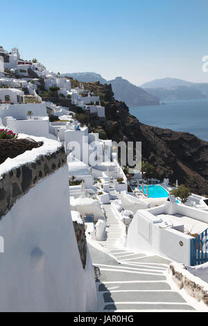 Escalier sur l'île de Santorin (Grèce) Banque D'Images