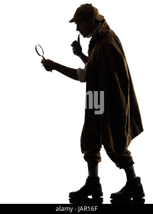 Silhouette de Sherlock Holmes en studio sur fond blanc Banque D'Images