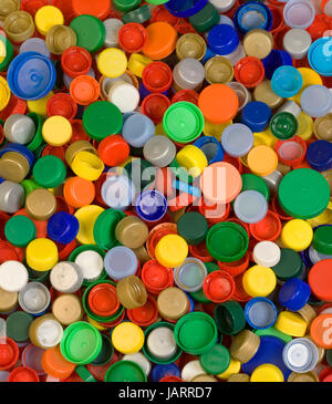 Bouchons de bouteille en plastique Colorfoul Background Banque D'Images