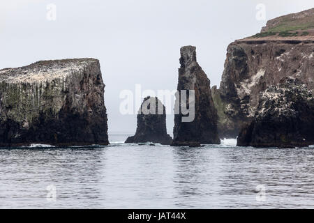 Côte Rocheuse d'Anacapa Island dans le Channel Islands National Park près de Oxnard Californie. Banque D'Images