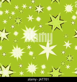 Seamless texture vert clair fleurs stylisées et des étoiles. Illustration de Vecteur