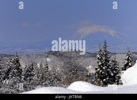 Beaux paysages d'hiver dans la préfecture d'Aomori, au Japon. Banque D'Images