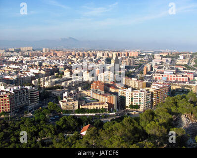 Vue de la ville du château de Santa Barbara, Alicante, Espagne Banque D'Images