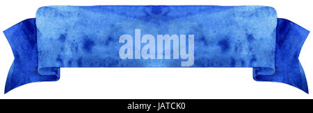 Aquarelle illustration dessinée à la main. Waving Flag bleu marine ou une bannière Banque D'Images