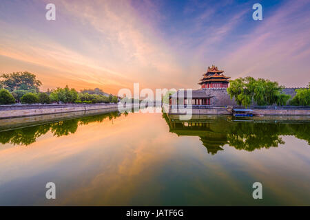 Beijing, Chine cité interdite douves extérieures. Banque D'Images