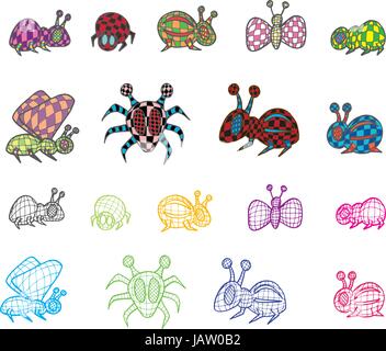 Bugs Disco Abstract les insectes vecteurs Illustration de Vecteur
