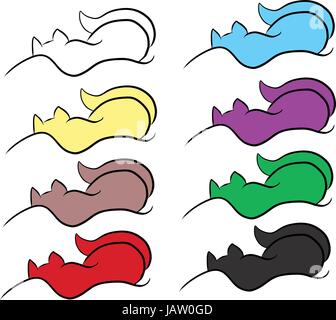 Abstract Vector Cartoon Chat couchage Illustration de Vecteur