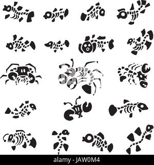 Les poissons, les crabes et homards vecteurs graphiques Cartoon Illustration de Vecteur