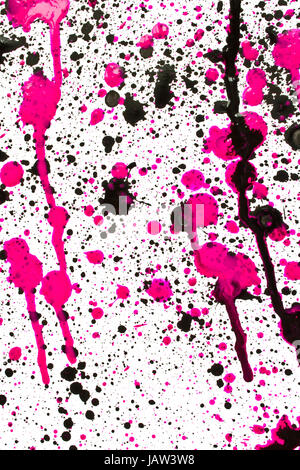 Résumé rose et noir des éclaboussures de peinture Banque D'Images