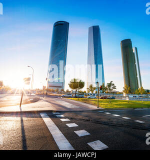 Quatre gratte-ciel modernes (Cuatro Torres) Madrid, Espagne Banque D'Images