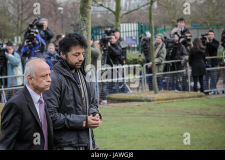 Shrien Dewani arrive au Tribunal d'instance Belmarsh à Londres, au Royaume-Uni. Banque D'Images