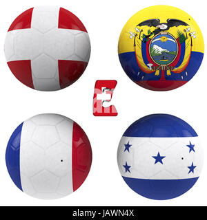 Boules avec drapeaux des équipes de football qui composent le groupe e de la coupe du monde 2014 Brésil isolé avec clipping path Banque D'Images