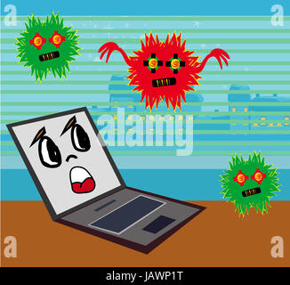 Attaque de virus d'ordinateur portable Banque D'Images