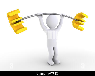 Personne 3d'haltère de levage est faite d'euros Banque D'Images
