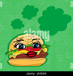Hamburger avec visage Mignon Banque D'Images