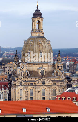 Blick vom Turm der Kreuzkirche de Dresde, Saxe, Allemagne Banque D'Images