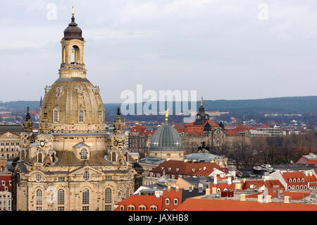 Blick vom Turm der Kreuzkirche de Dresde, Saxe, Allemagne Banque D'Images